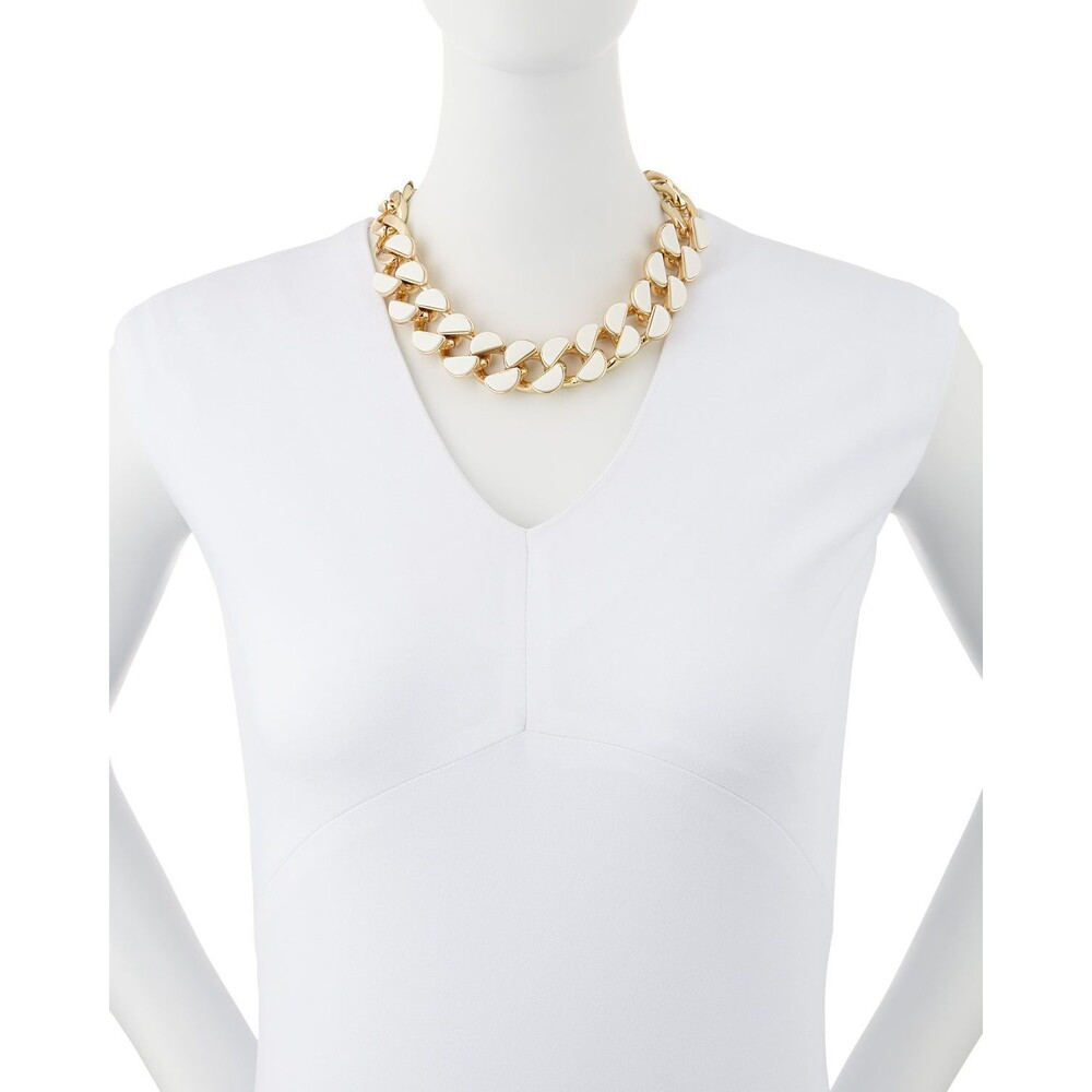 Lee Angel Womens Half-Moon Howlite and Steel Necklace NWT 550 - Picture 3 of 11